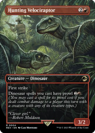 Hunting Velociraptor proxy card MTG Jurassic World Collection