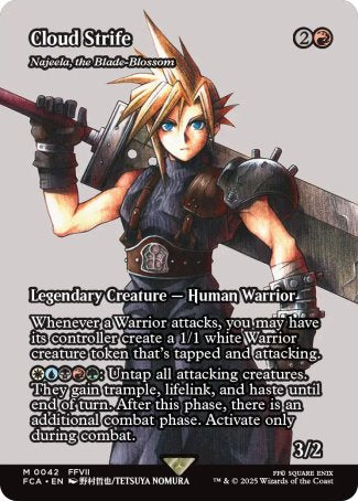 Cloud Strife // Najeela, the Blade-Blossom proxy card MTG Final Fantasy: Through the Ages