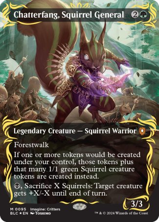 Chatterfang, Squirrel General proxy card MTG Bloomburrow Commander