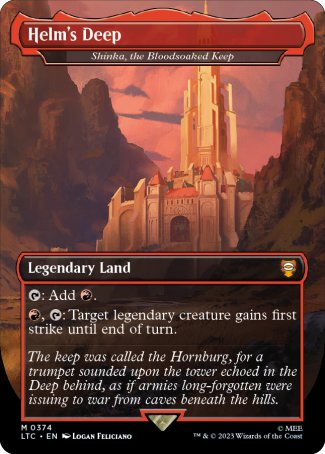 Helm's Deep // Shinka, the Bloodsoaked Keep proxy card MTG Tales of Middle-earth Commander
