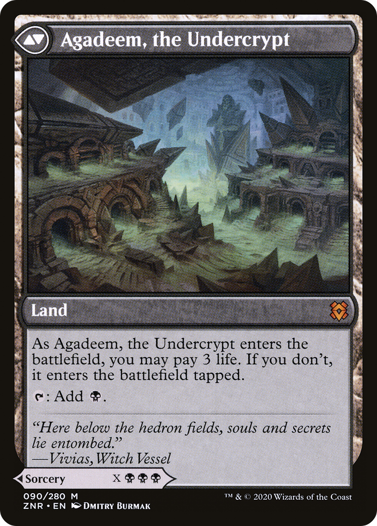 Agadeem, the Undercrypt - back face MTG proxy card