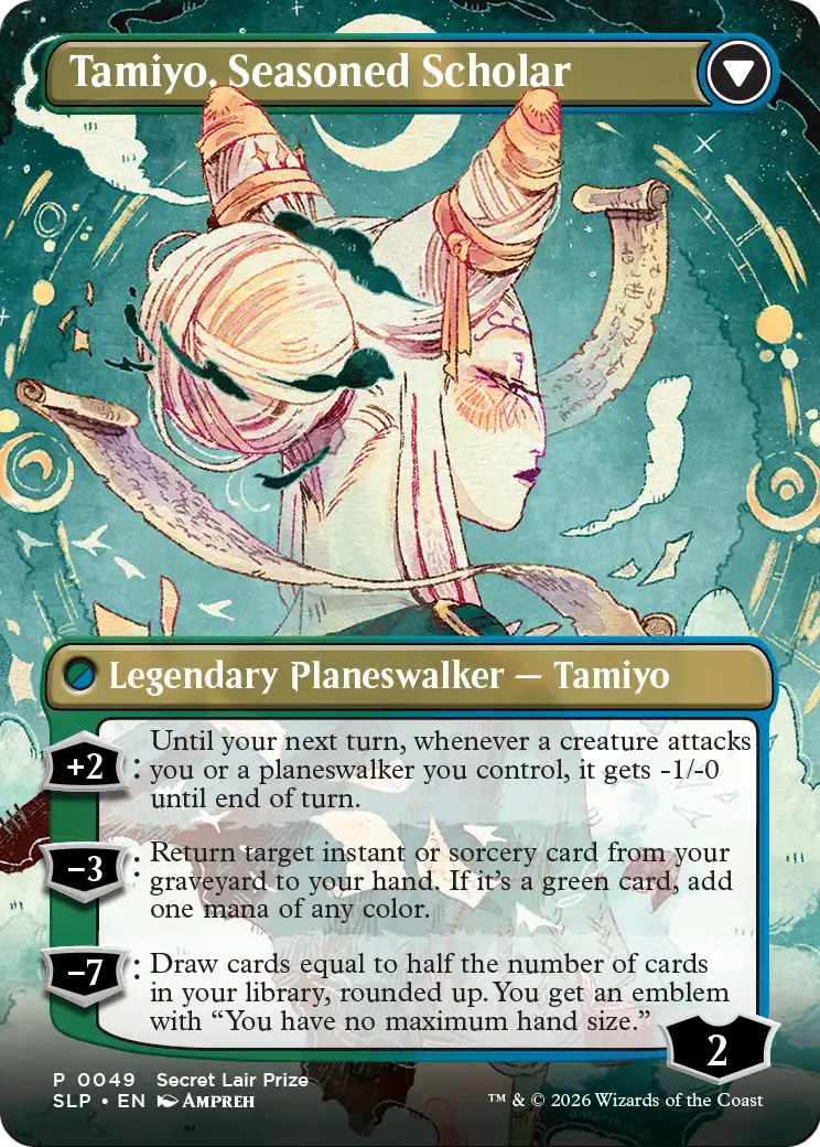 Tamiyo, Seasoned Scholar - back face MTG proxy card