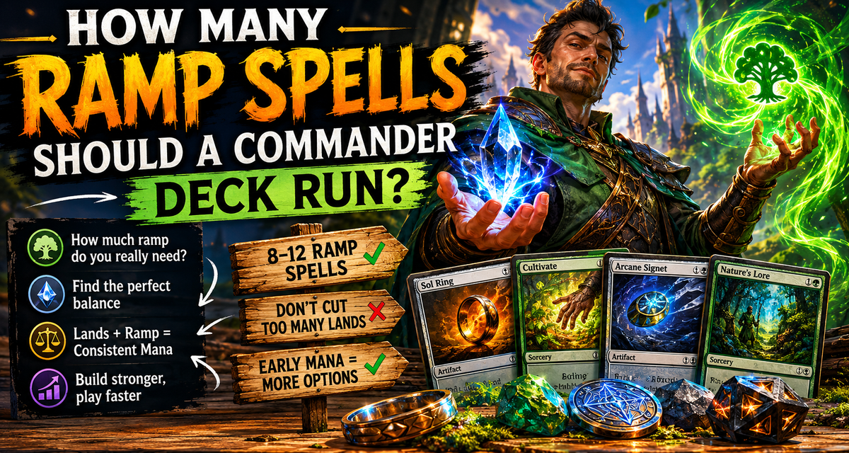 How many ramp spells should a Commander deck run guide featuring Sol Ring, Arcane Signet, Cultivate, and Nature's Lore for EDH deckbuilding.