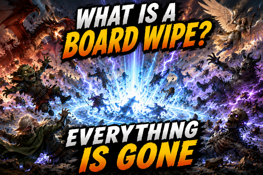 Magic: The Gathering board wipe guide featuring a devastating battlefield reset that removes dragons, angels, goblins, zombies, and other creatures from play in Commander.