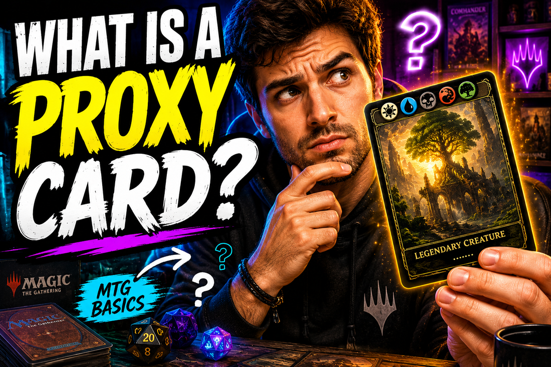 Beginner's guide to MTG proxy cards showing a Magic: The Gathering player learning what proxy cards are and why they are commonly used in casual play.