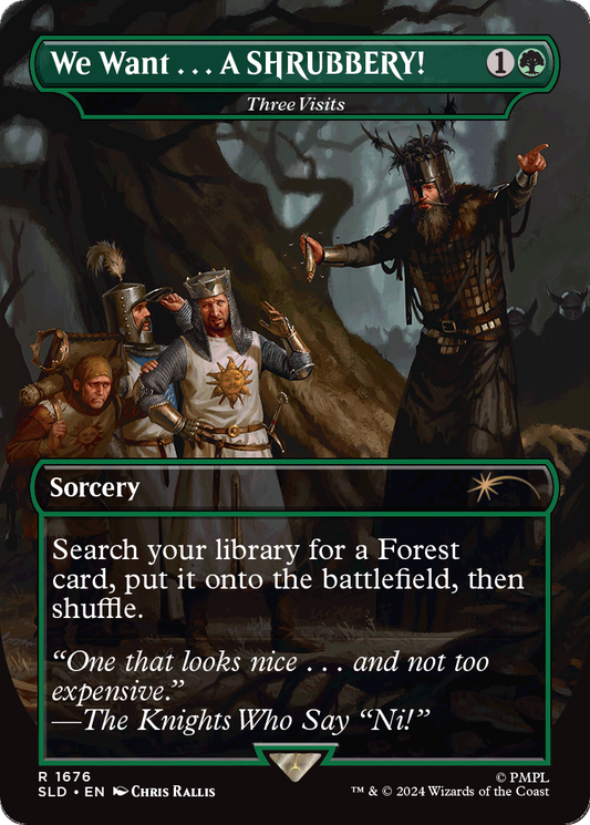 Three Visits “We Want . . . A SHRUBBERY!” MTG proxy card