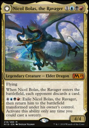 Nicol Bolas, the Ravager // Nicol Bolas, the Arisen proxy card MTG Core Set 2019