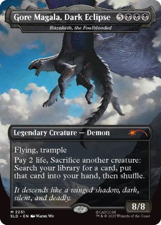 Gore Magala, Dark Eclipse // Razaketh, the Foulblooded proxy card MTG Secret Lair Drop