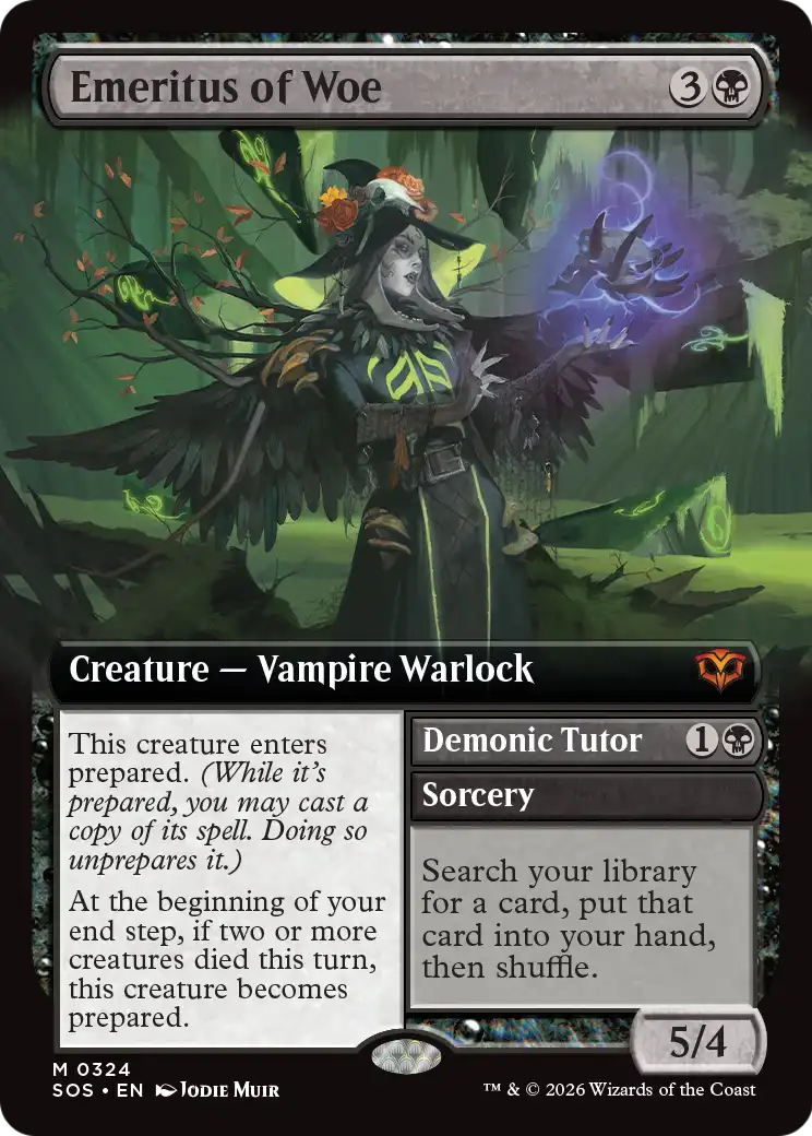 Emeritus of Woe // Demonic Tutor MTG proxy card