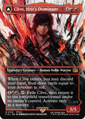 Clive, Ifrit's Dominant // Ifrit, Warden of Inferno proxy card MTG Final Fantasy