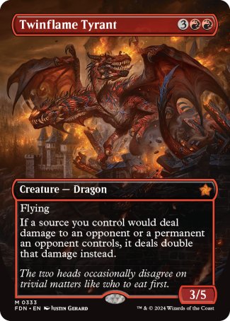 Twinflame Tyrant proxy card MTG Foundations