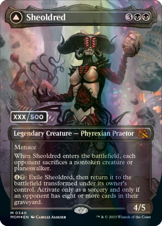 Sheoldred // The True Scriptures proxy card MTG March of the Machine