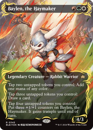 Baylen, the Haymaker proxy card MTG Bloomburrow