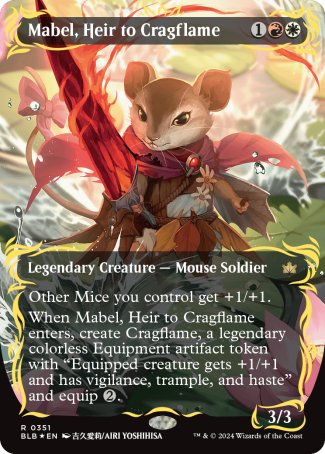 Mabel, Heir to Cragflame proxy card MTG Bloomburrow