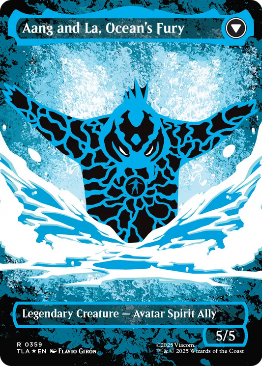 Aang and La, Ocean's Fury - back face MTG proxy card