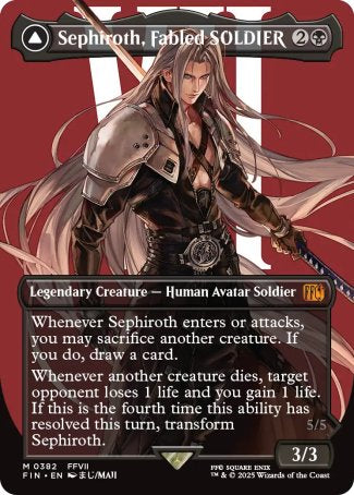 Sephiroth, Fabled SOLDIER // Sephiroth, One-Winged Angel proxy card MTG Final Fantasy
