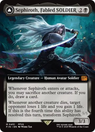 Sephiroth, Fabled SOLDIER // Sephiroth, One-Winged Angel proxy card MTG Final Fantasy