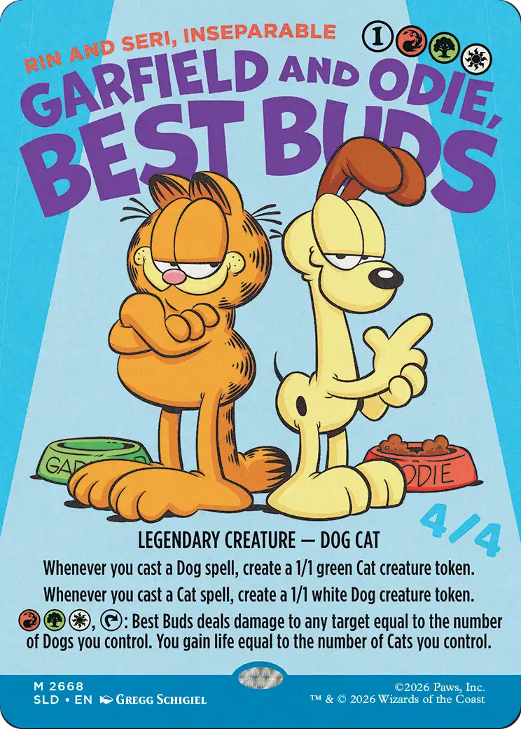 Rin and Seri, Inseparable “Garfield and Odie, Best Buds” MTG proxy card