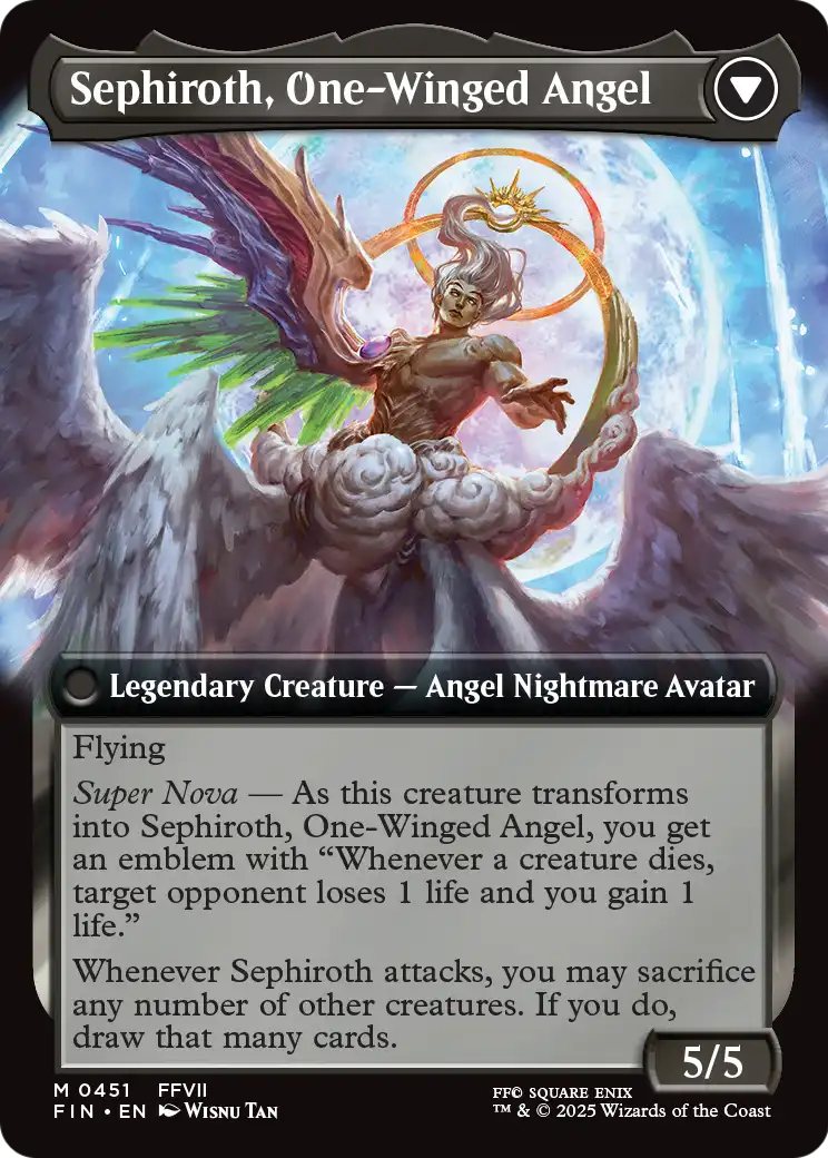 Sephiroth, One-Winged Angel - back face MTG proxy card