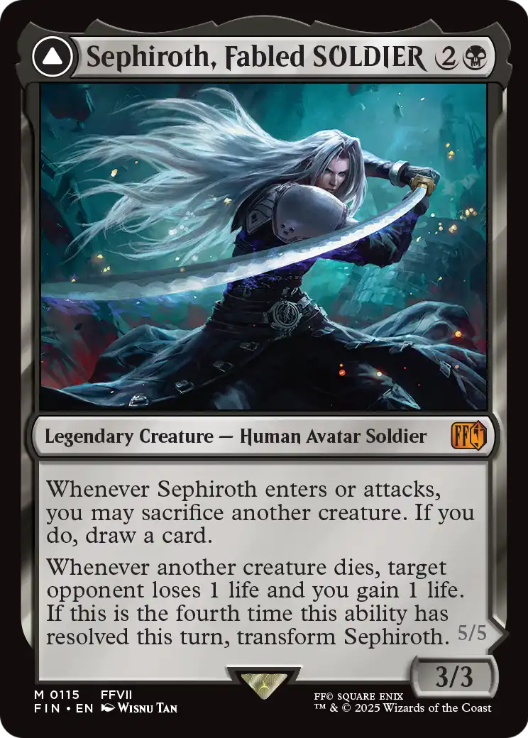 Sephiroth, Fabled SOLDIER // Sephiroth, One-Winged Angel MTG proxy card