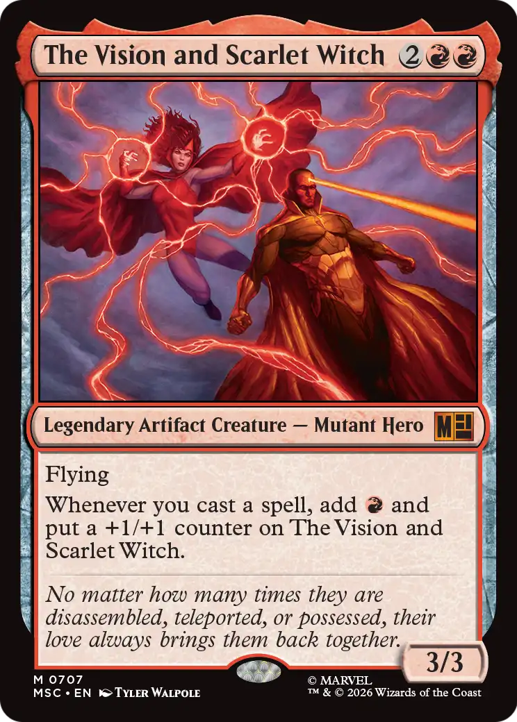The Vision and Scarlet Witch MTG proxy card