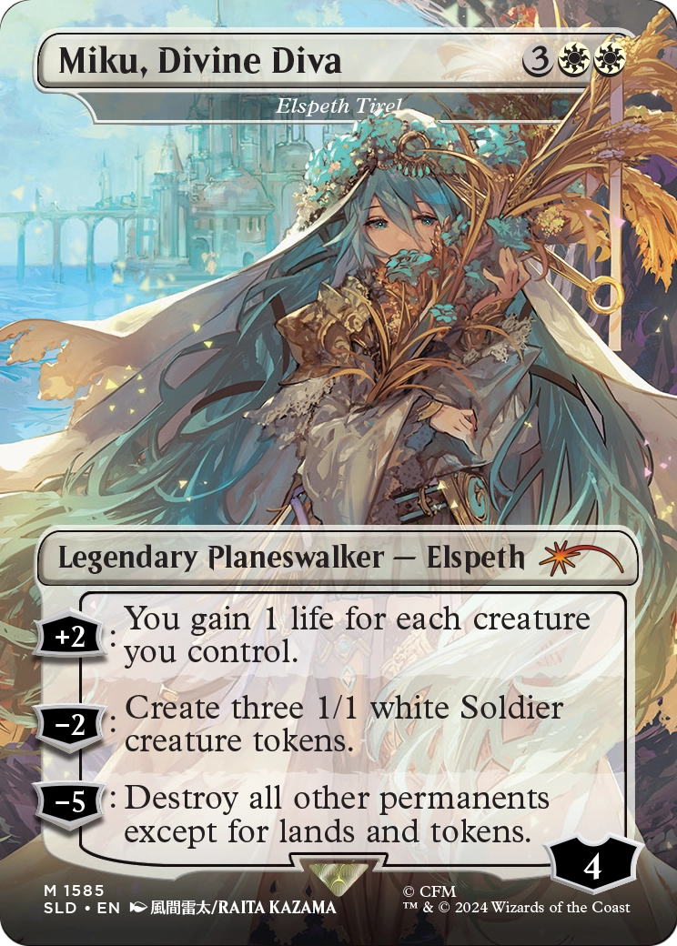 Elspeth Tirel “Miku, Divine Diva” MTG proxy card
