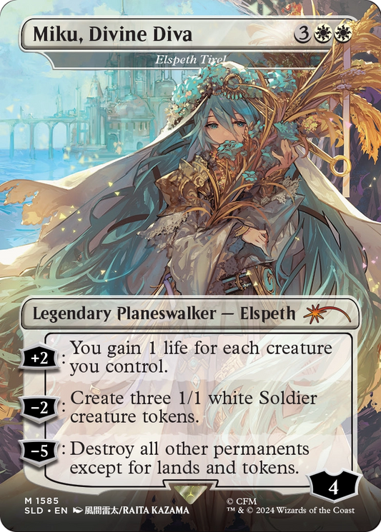 Elspeth Tirel “Miku, Divine Diva” MTG proxy card