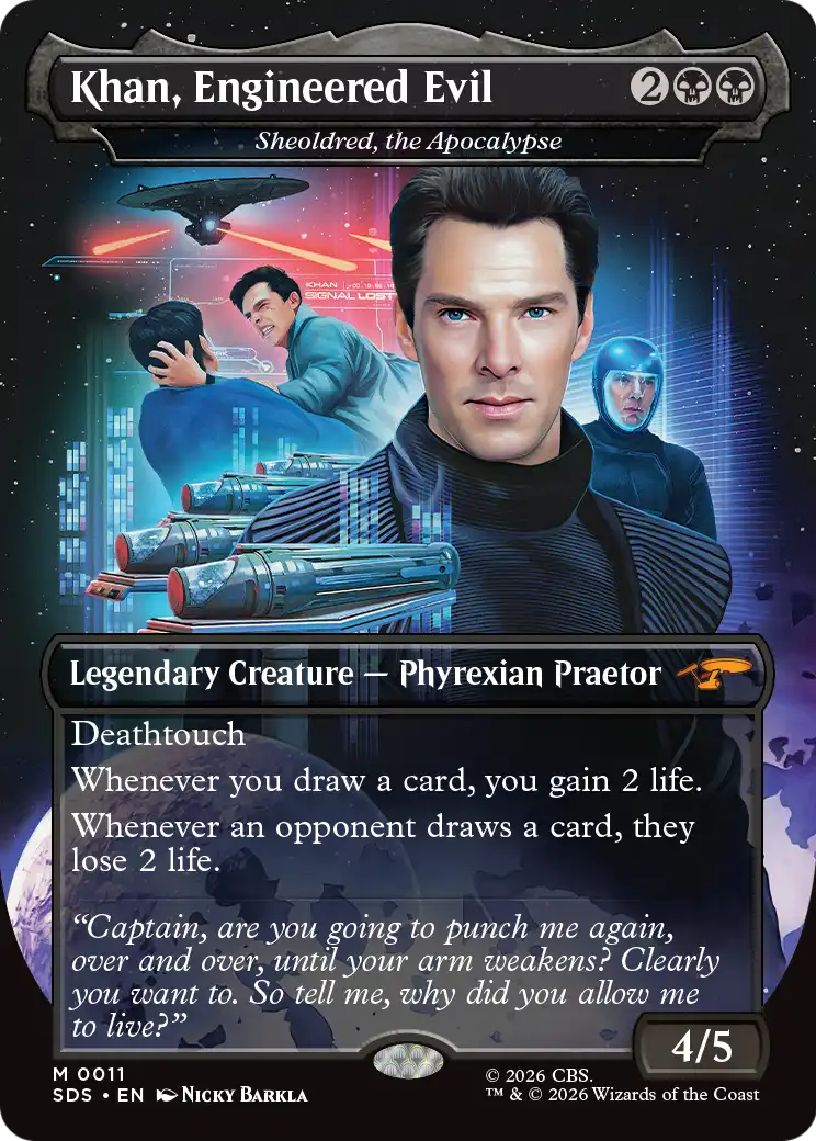 Sheoldred, the Apocalypse “Khan, Engineered Evil” MTG proxy card