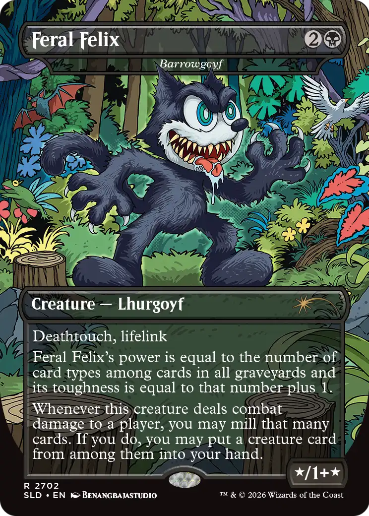 Barrowgoyf “Feral Felix” MTG proxy card
