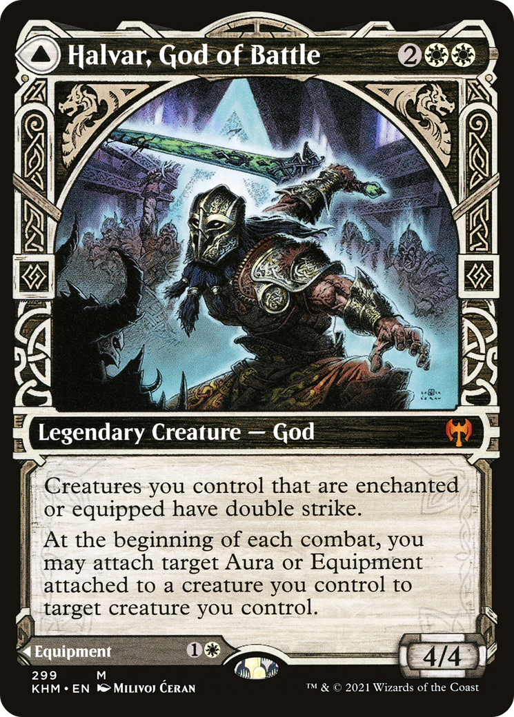 Halvar, God of Battle // Sword of the Realms MTG proxy card