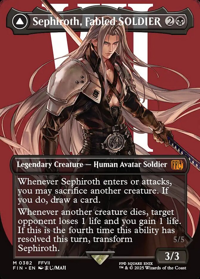 Sephiroth, Fabled SOLDIER // Sephiroth, One-Winged Angel - Final Fantasy – MTG Proxy Card