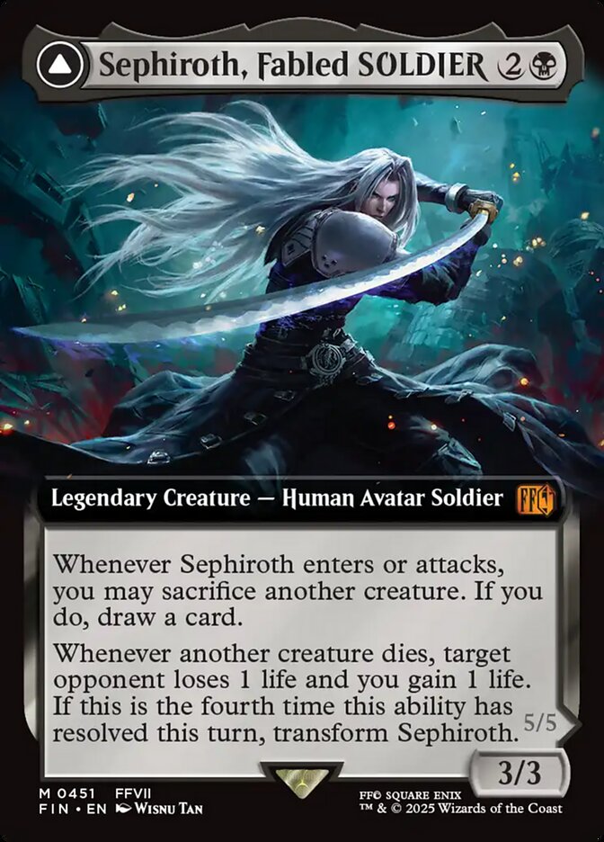Sephiroth, Fabled SOLDIER // Sephiroth, One-Winged Angel - Final Fantasy – MTG Proxy Card